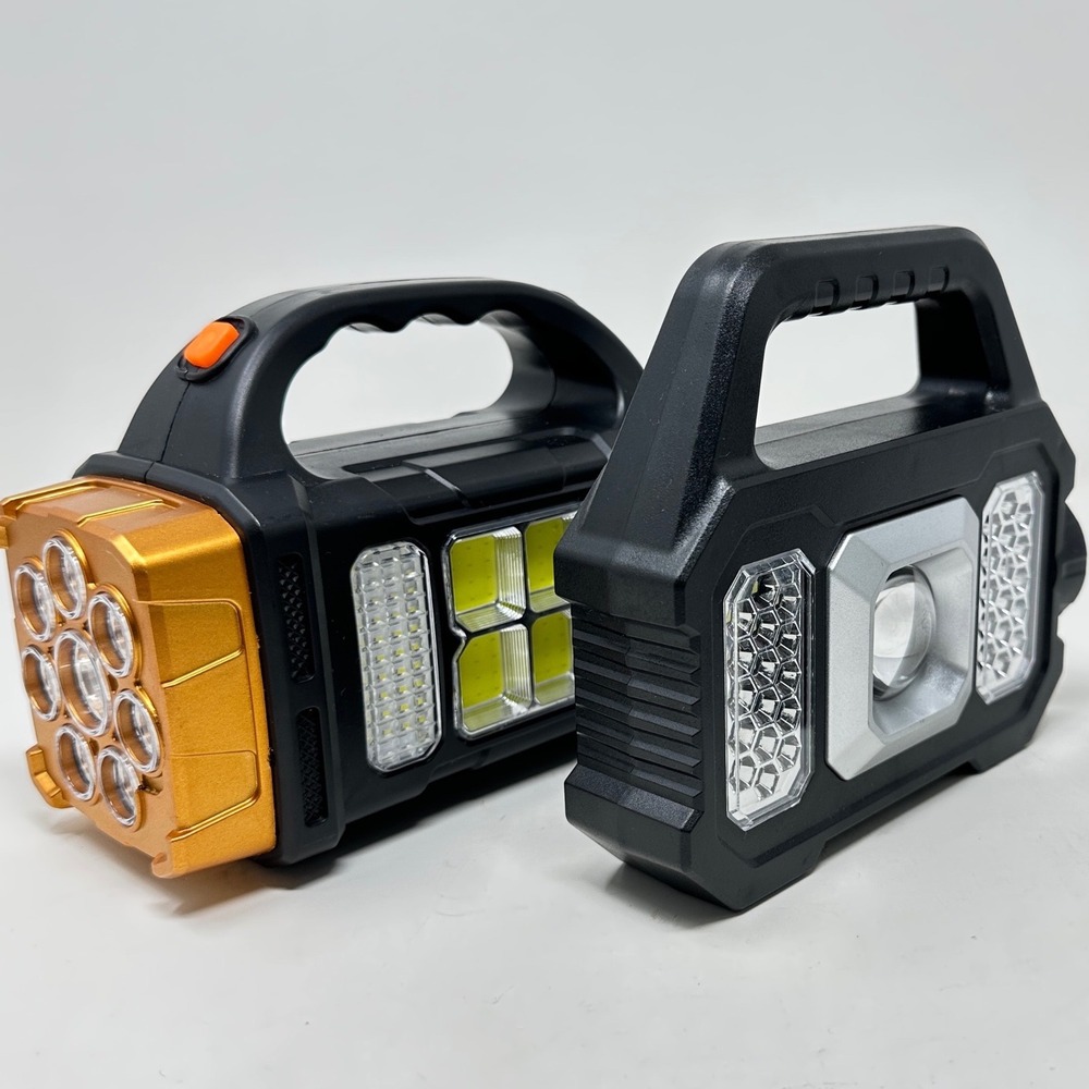Portable Solar LED Flashlight Lantern USB Rechargeable Emergency Work Light 2pk